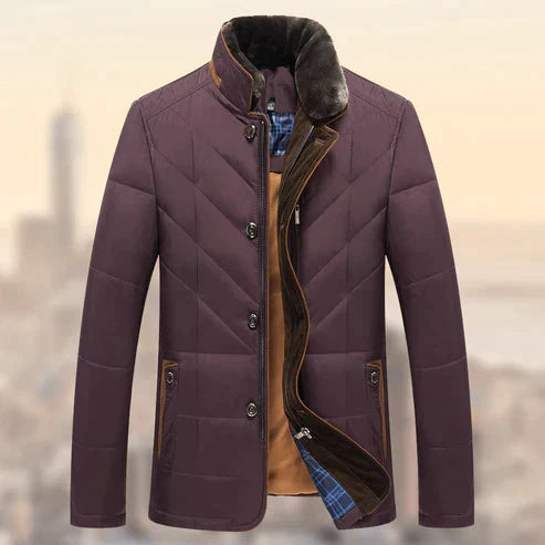 Herren Steppjacke mit Kunstfellkragen