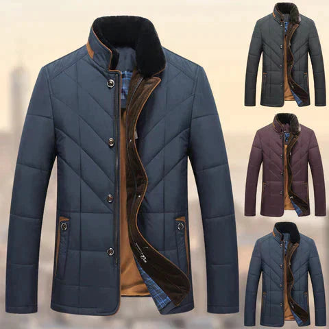 Herren Steppjacke mit Kunstfellkragen