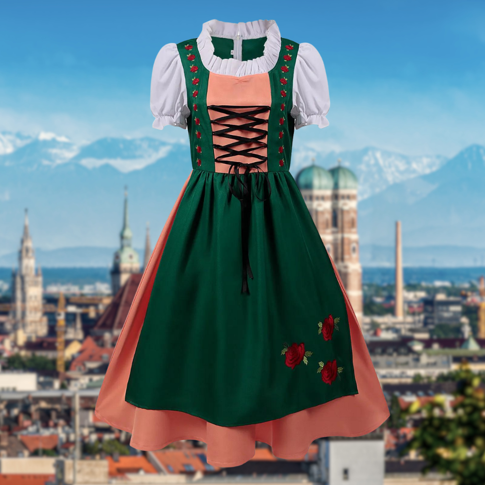 Oktoberfest Dirndlkleid für Damen mit Blumenstickerei
