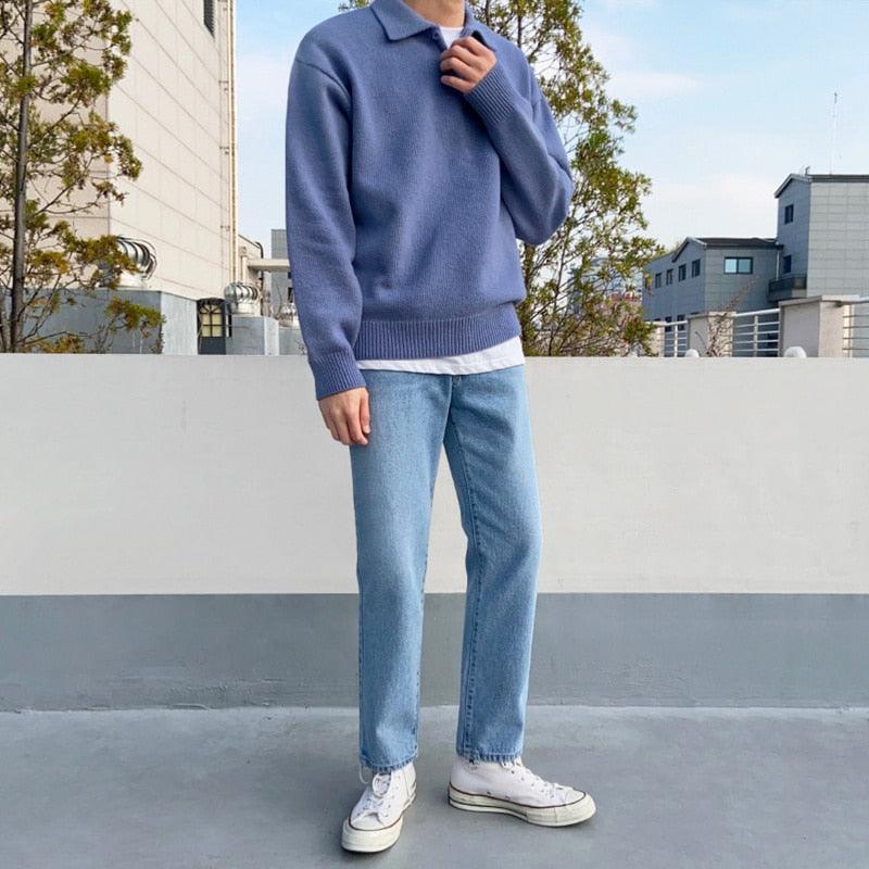Herren Strickpullover mit Polokragen