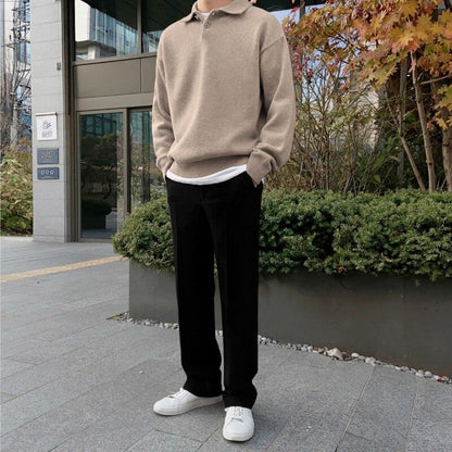 Herren Strickpullover mit Polokragen