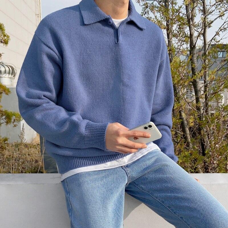 Herren Strickpullover mit Polokragen
