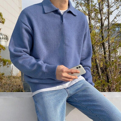 Herren Strickpullover mit Polokragen