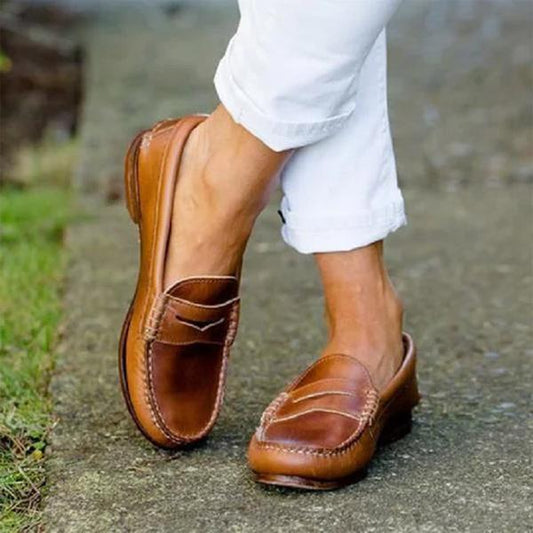 Klassische Damen-Loafer aus Glattleder mit flacher Sohle