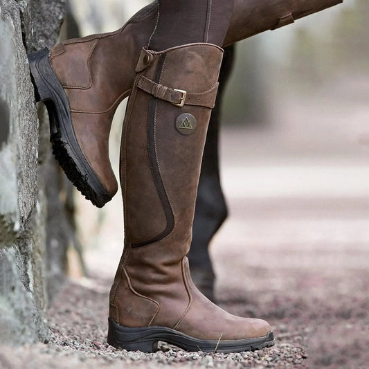 Amelia - Damen Reitstiefel aus Leder mit Schnalle