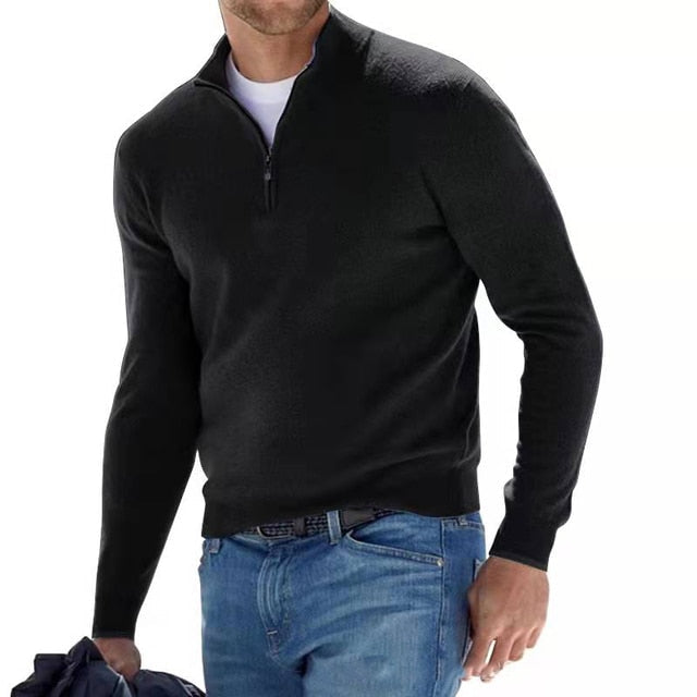 Luca - Herren Strickpullover mit halbem Reißverschluss