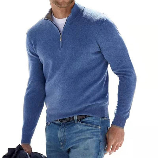 Luca - Herren Strickpullover mit halbem Reißverschluss