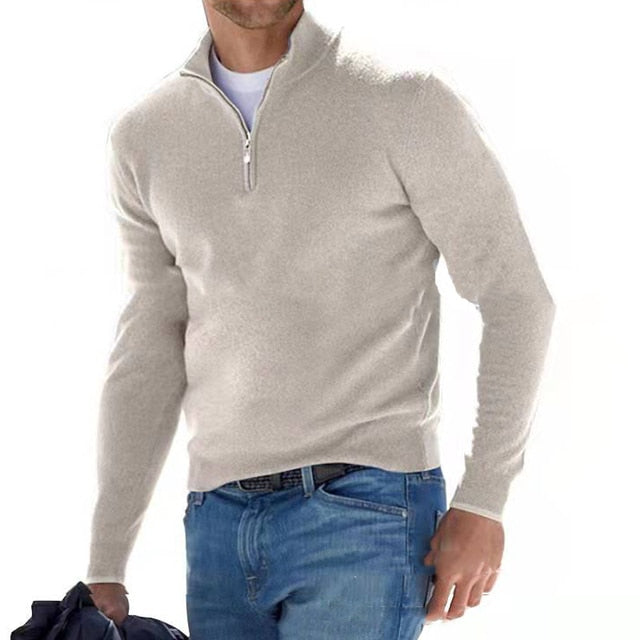 Luca - Herren Strickpullover mit halbem Reißverschluss