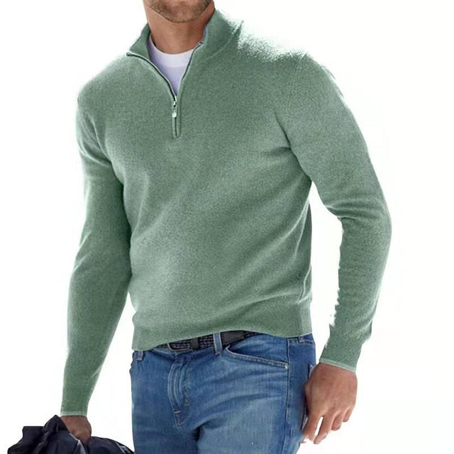 Luca - Herren Strickpullover mit halbem Reißverschluss