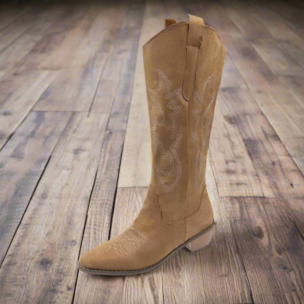 Kniehohe Western-Stiefel mit Zierstickerei