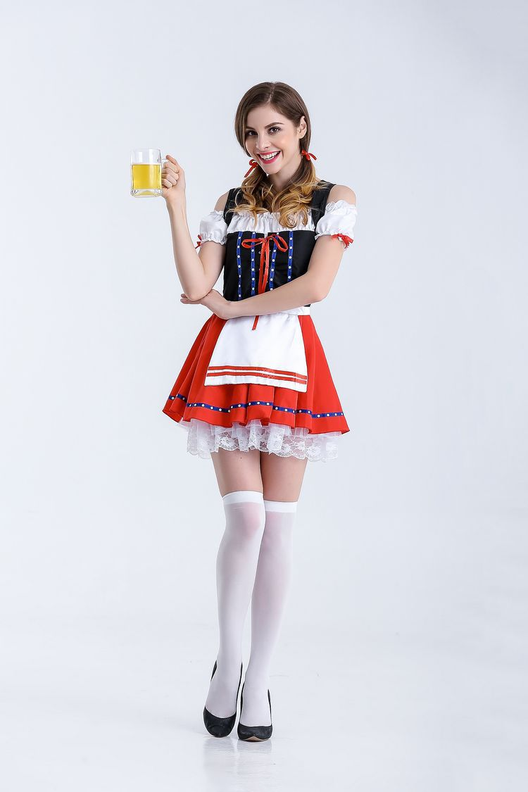 Oktoberfest Mini-Dirndl-Kostüm für Damen mit Spitzenbesatz