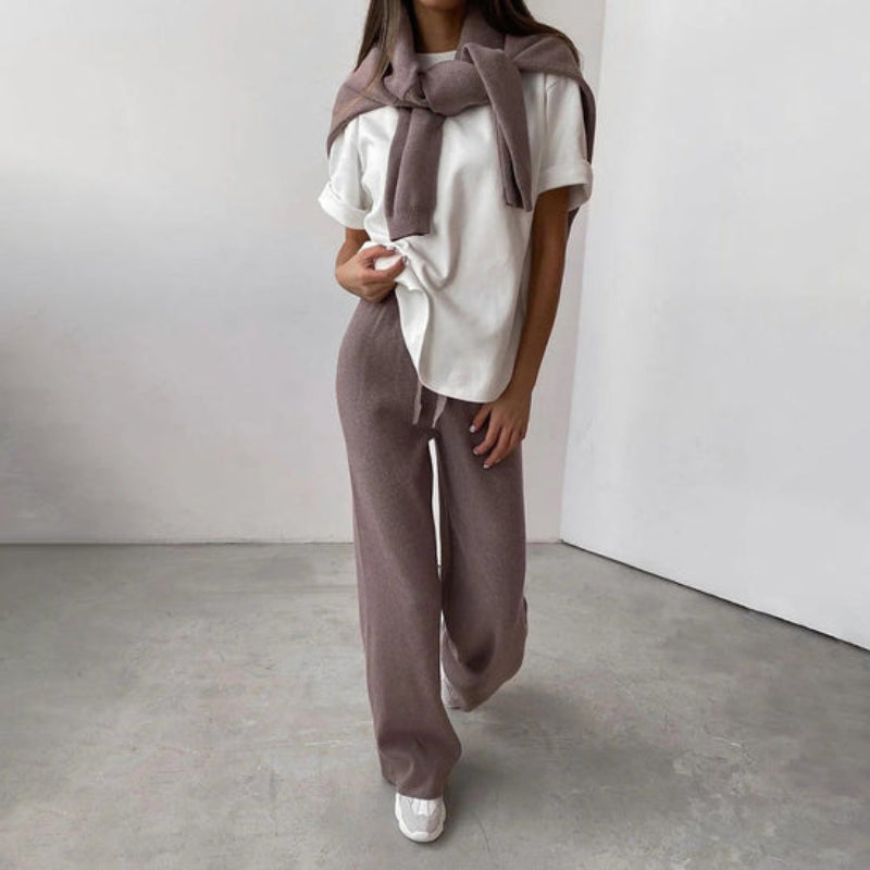 Damen-Strick-Loungewear-Set mit Rollkragen
