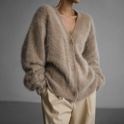 Damen Mohair-Mix-Cardigan mit Knopfleiste