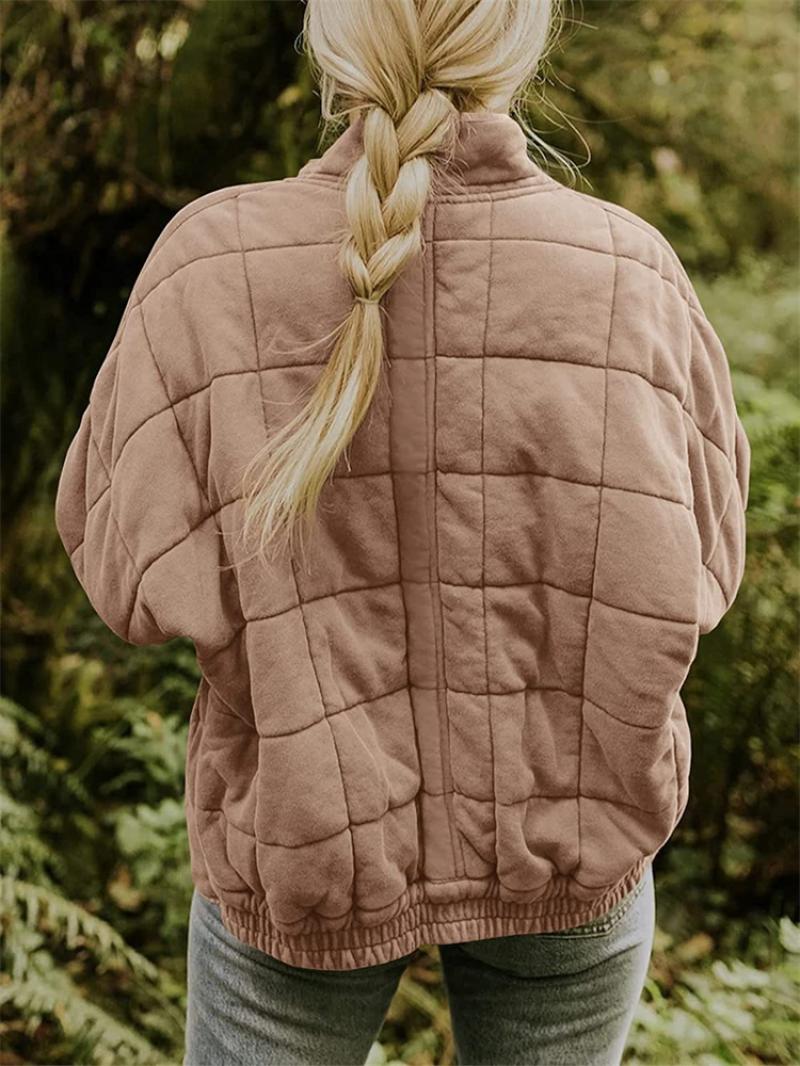 Damen gesteppte Freizeitjacke mit Reißverschluss und Taschen