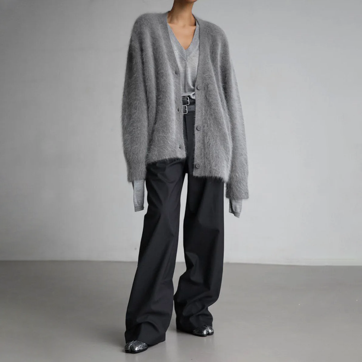 Damen Mohair-Mix-Cardigan mit Knopfleiste