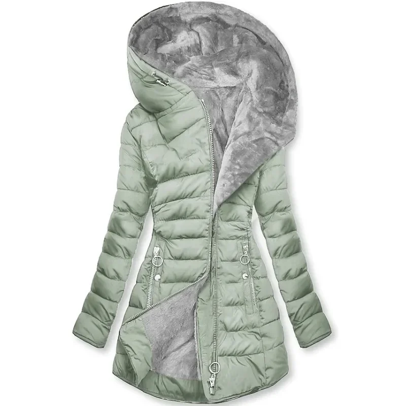 Anja - Damen Steppjacke mit Kapuze und Fellfutter