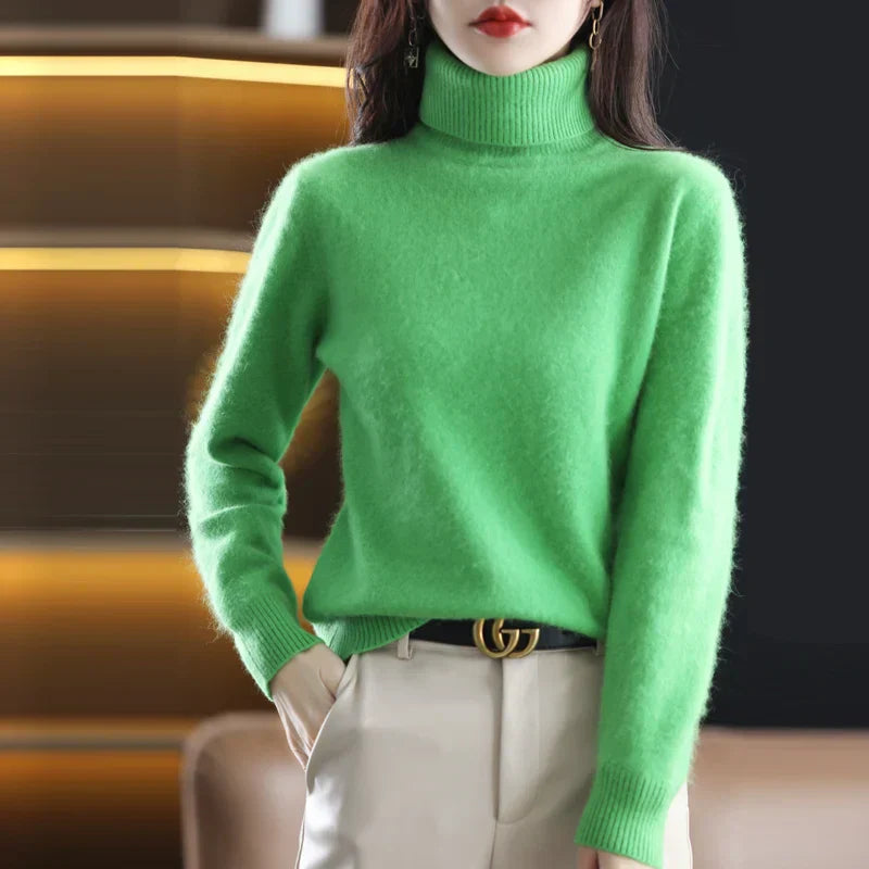 Marlene - Damen kaschmir Rollkragenpullover mit langen Ärmeln