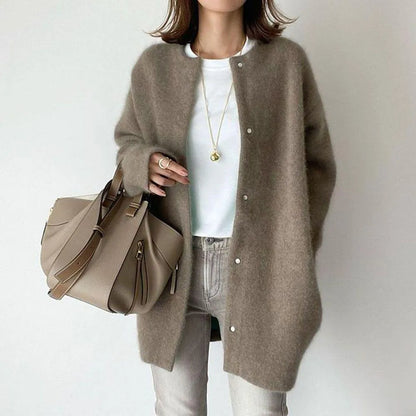 Naomi - Damen Strickjacke langarm mit Knopfleiste