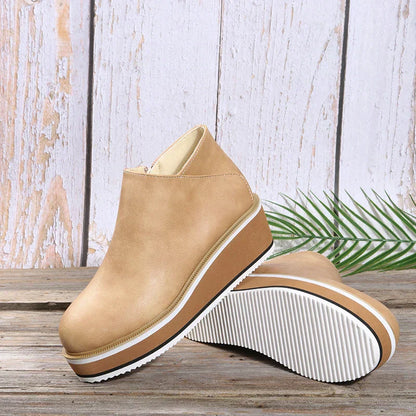 Damen-Stiefelette mit Plateausohle und Reißverschluss