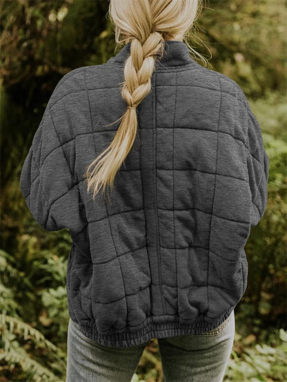 Damen gesteppte Freizeitjacke mit Reißverschluss und Taschen
