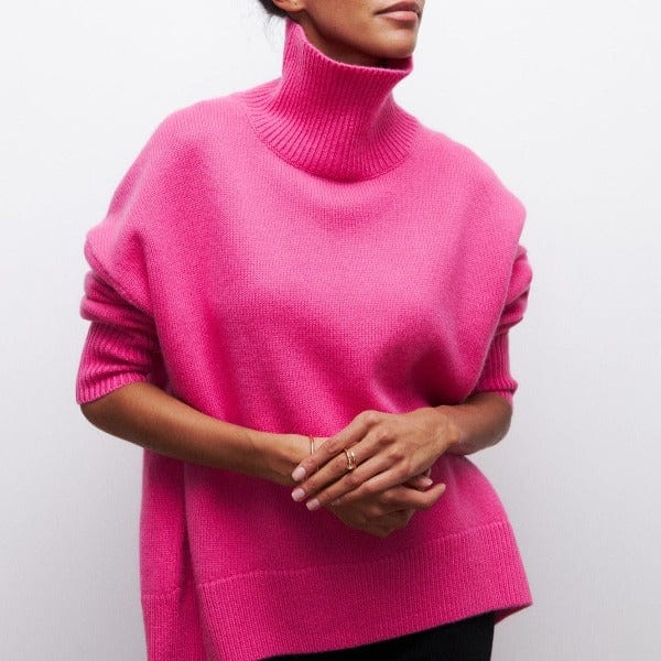 Clara - Damen Rollkragenpullover langarm locker geschnitten