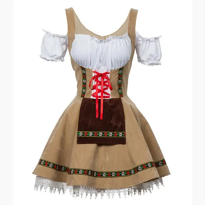 Oktoberfest Dirndl-Kostüm für Damen in Lila mit Schürze