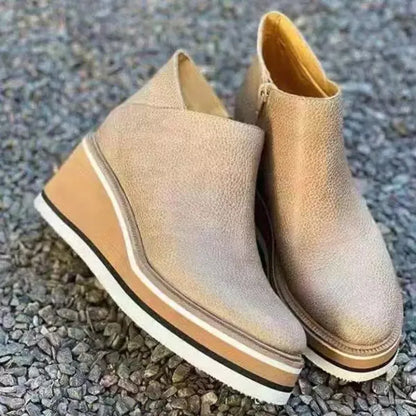 Damen-Stiefelette mit Plateausohle und Reißverschluss