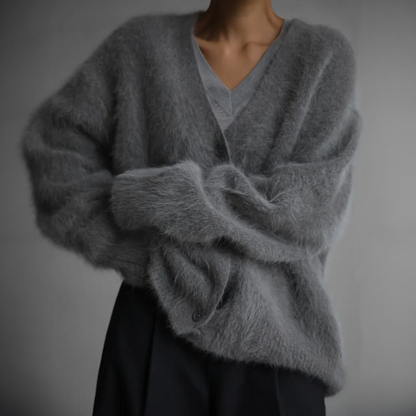 Damen Mohair-Mix-Cardigan mit Knopfleiste