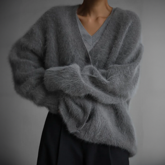 Damen Mohair-Mix-Cardigan mit Knopfleiste
