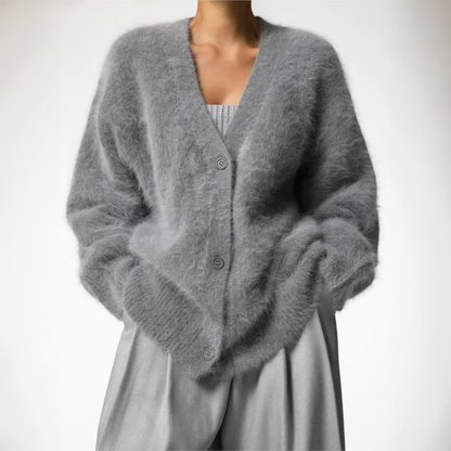 Damen Mohair-Mix-Cardigan mit Knopfleiste