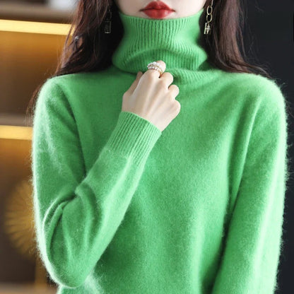 Marlene - Damen kaschmir Rollkragenpullover mit langen Ärmeln