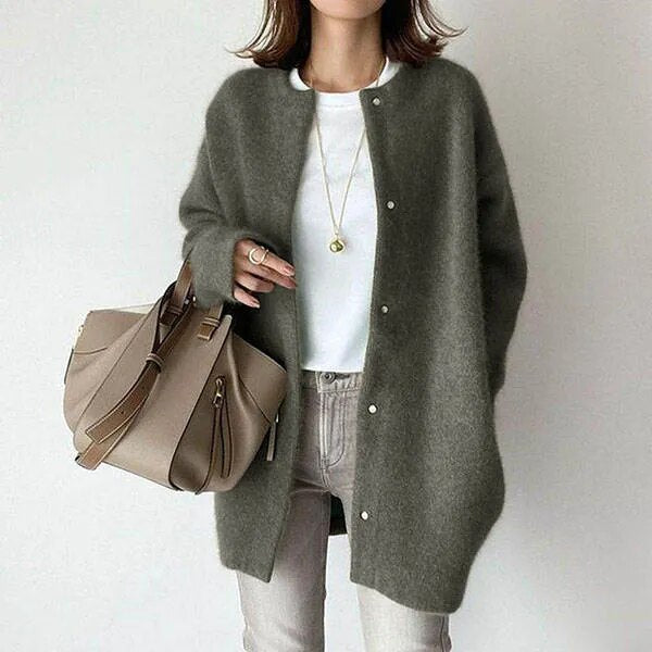 Naomi - Damen Strickjacke langarm mit Knopfleiste