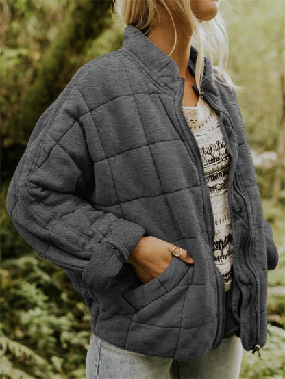 Damen gesteppte Freizeitjacke mit Reißverschluss und Taschen