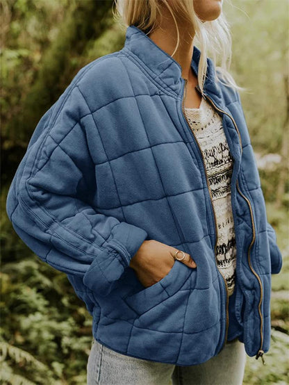 Damen gesteppte Freizeitjacke mit Reißverschluss und Taschen