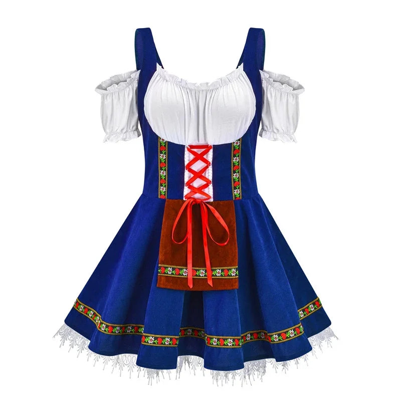 Oktoberfest Dirndl-Kostüm für Damen in Lila mit Schürze
