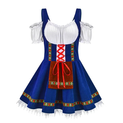 Oktoberfest Dirndl-Kostüm für Damen in Lila mit Schürze