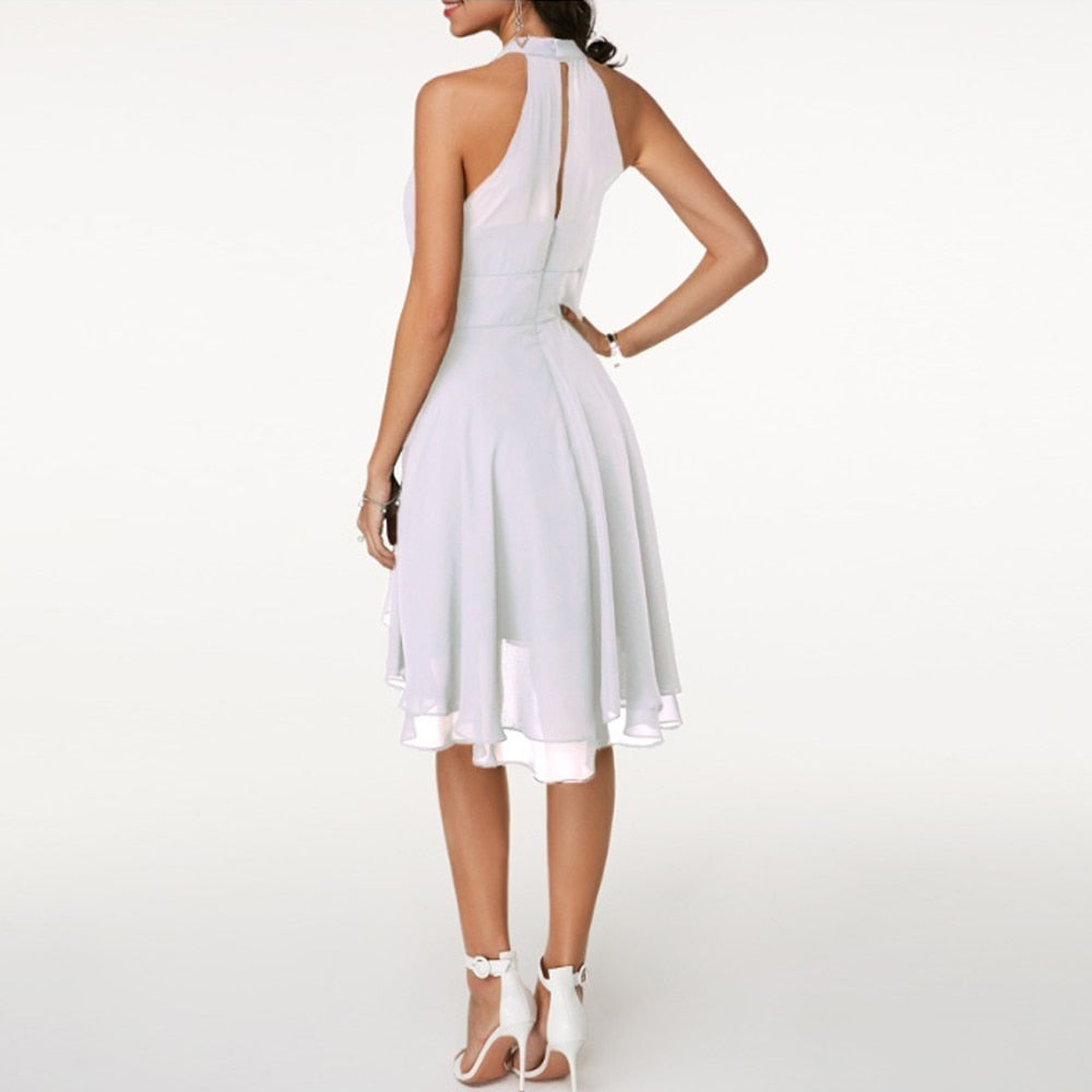 Elegantes Cocktailkleid  Kurzes Chiffonkleid mit Neckholder