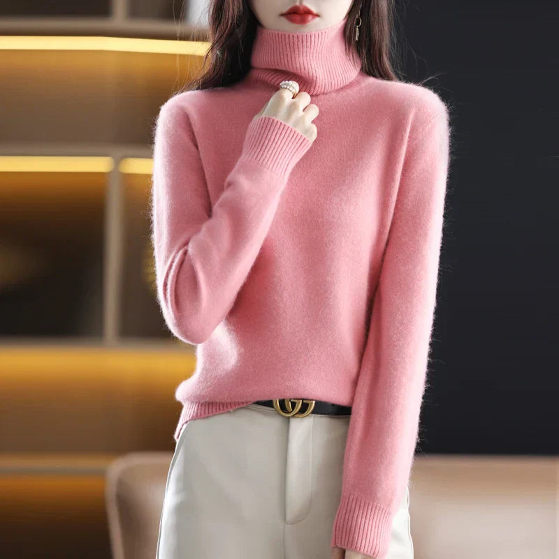 Marlene - Damen kaschmir Rollkragenpullover mit langen Ärmeln
