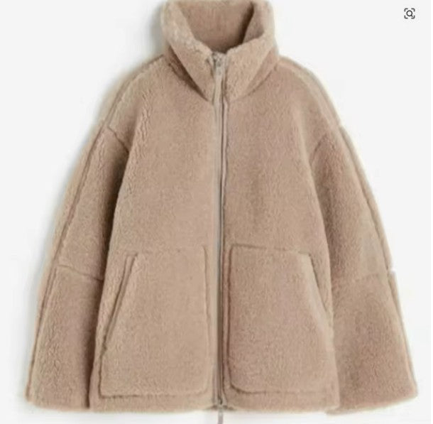 Damen Fleecejacke mit Reißverschluss, hohem Kragen und Fronttaschen