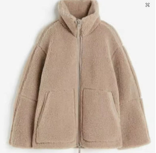 Damen Fleecejacke mit Reißverschluss, hohem Kragen und Fronttaschen