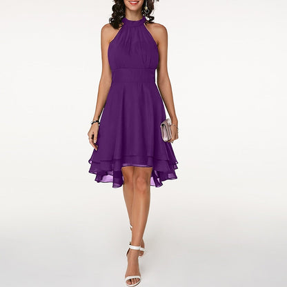 Elegantes Cocktailkleid  Kurzes Chiffonkleid mit Neckholder