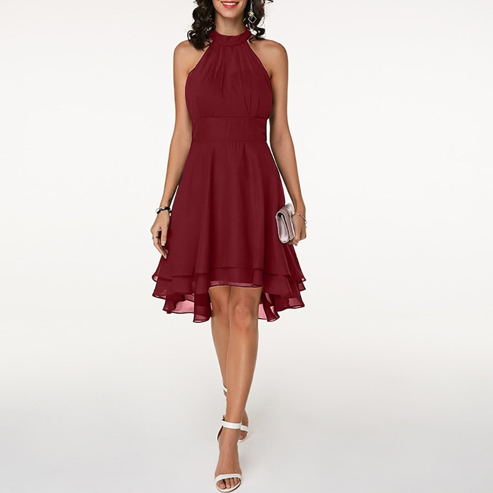 Elegantes Cocktailkleid  Kurzes Chiffonkleid mit Neckholder
