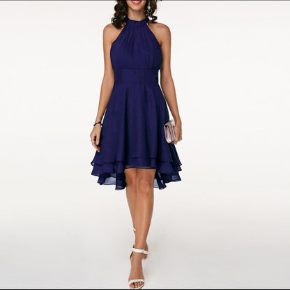 Elegantes Cocktailkleid  Kurzes Chiffonkleid mit Neckholder