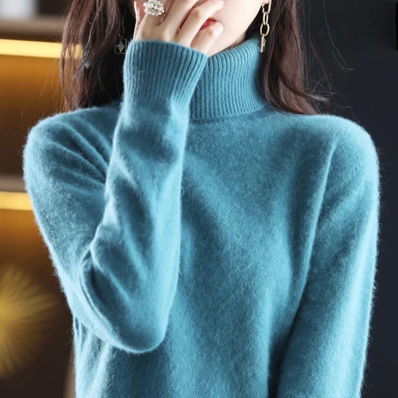Marlene - Damen kaschmir Rollkragenpullover mit langen Ärmeln