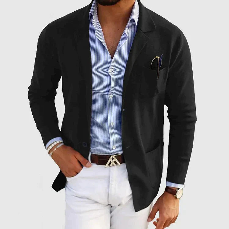 Herrenblazer mit Reverskragen und Brusttasche