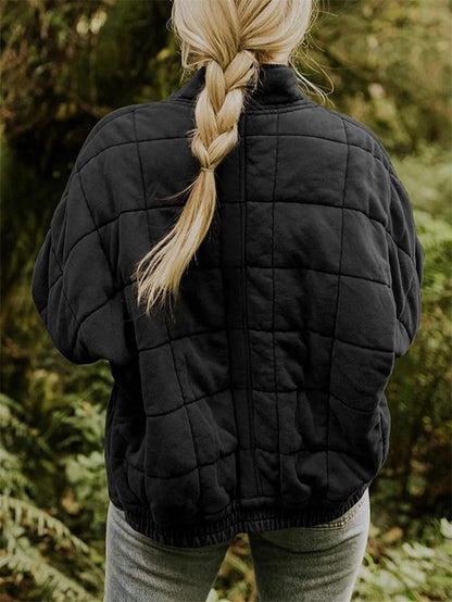 Damen gesteppte Freizeitjacke mit Reißverschluss und Taschen