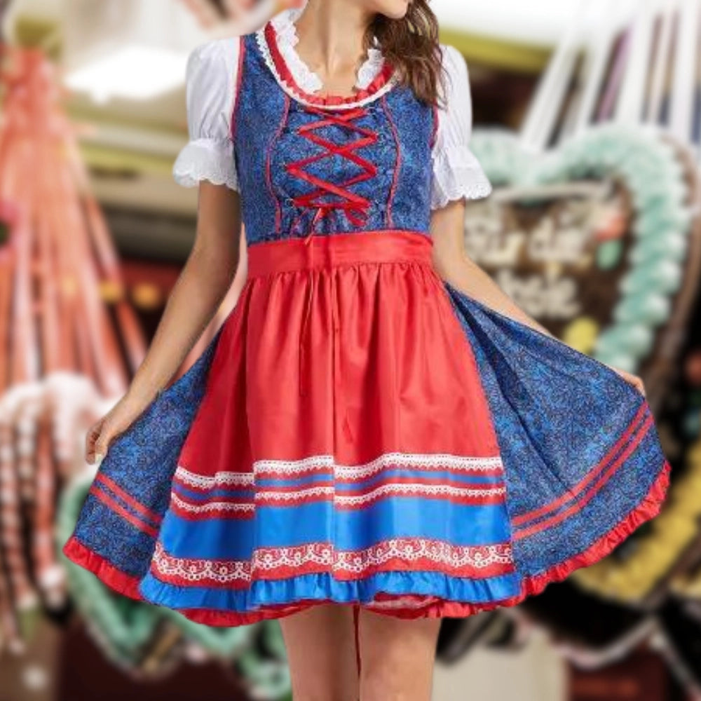 Oktoberfest Dirndlkleid für Damen mit dekorativer Schürze