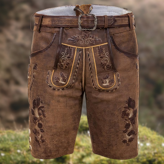 Traditionelle kurze Lederhose mit Stickerei