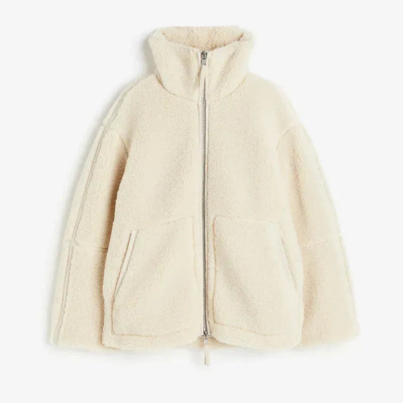 Damen Fleecejacke mit Reißverschluss, hohem Kragen und Fronttaschen