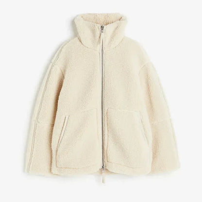 Damen Fleecejacke mit Reißverschluss, hohem Kragen und Fronttaschen